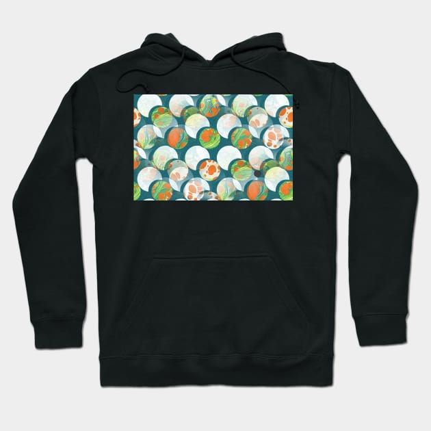 Mid Century Abstract Suns and Moons and a Meteor Hoodie by MarbleCloud